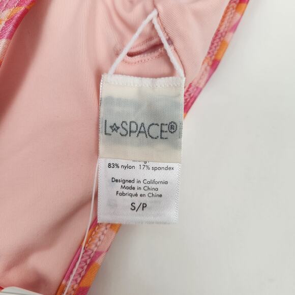 L*Space Pamela Bikini Top in Heat Waves Pink Racerback Size Small NWT - Picture 7 of 7